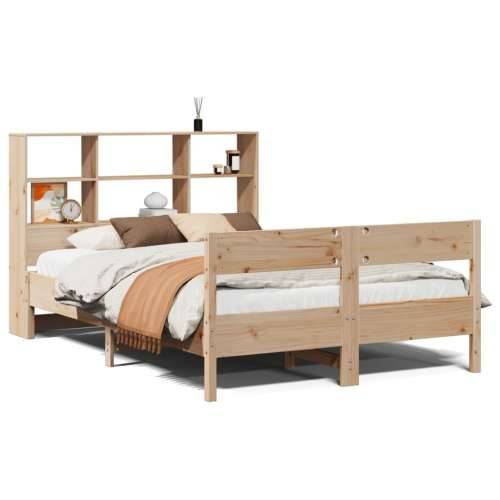 Krevet s regalom za knjige bez madraca 120x190 cm od borovine - Prirodna 120 x 190 cm Cijena