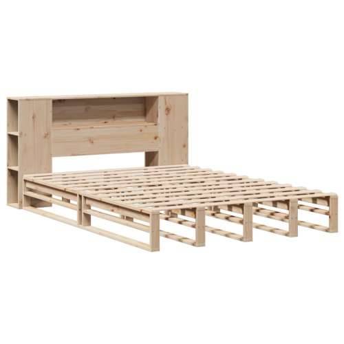 Krevet s regalom za knjige bez madraca 120x200 cm masivno drvo - Smeđa 120 x 200 cm Cijena