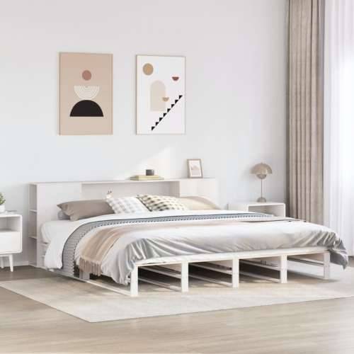 Krevet s regalom za knjige bez madraca bijeli 180x200cm od drva - Bijela 180 x 200 cm Cijena