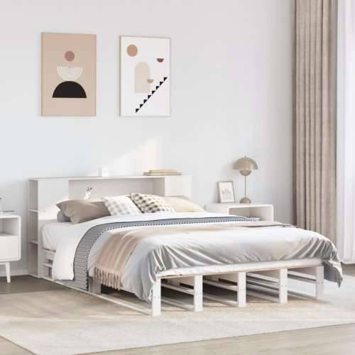 Krevet s regalom za knjige bez madraca bijeli 120x190cm od drva - Bijela 120 x 190 cm Cijena