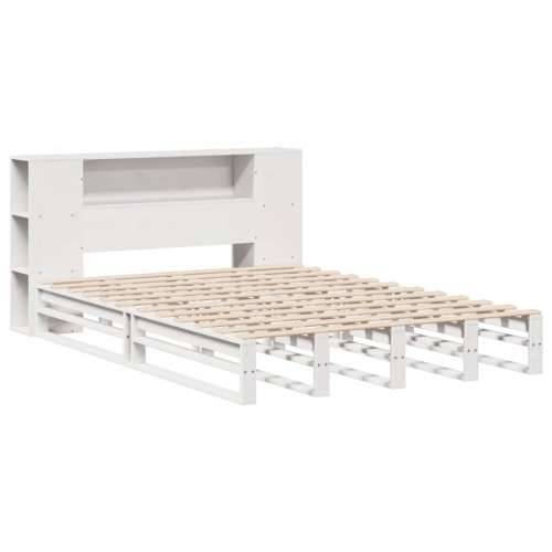 Krevet s regalom za knjige bez madraca bijeli 120x190cm od drva - Bijela 120 x 190 cm Cijena