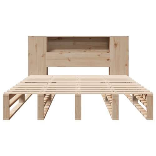 Krevet s regalom za knjige bez madraca 135x190 cm masivno drvo - Smeđa 135 x 190 cm Cijena