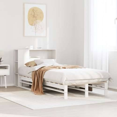 Krevet s regalom za knjige bez madraca bijeli 90x200 cm od drva Bijela 90 x 200 cm Cijena
