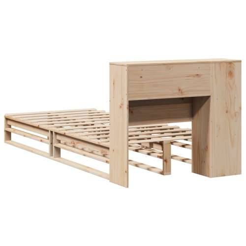 Krevet s regalom za knjige bez madraca 100x200 cm masivno drvo - Smeđa 100 x 200 cm Cijena