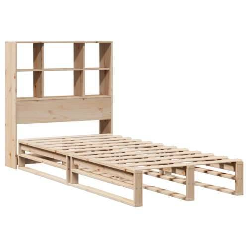 Krevet s regalom za knjige bez madraca 100x200 cm masivno drvo - Smeđa 100 x 200 cm Cijena