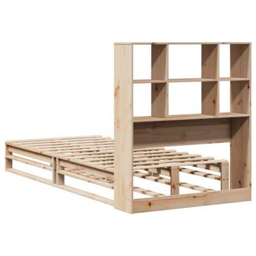 Krevet s regalom za knjige bez madraca 100x200 cm masivno drvo - Smeđa 100 x 200 cm Cijena