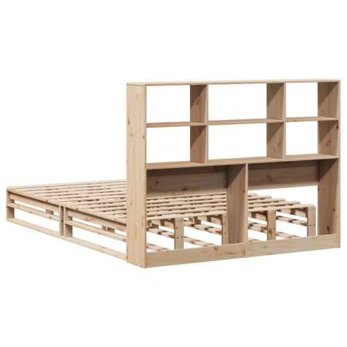 Krevet s regalom za knjige bez madraca 150x200 cm masivno drvo Smeđa 150 x 200 cm Cijena