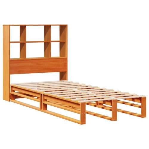 Krevet s regalom za knjige bez madraca 90 x 190 cm masivno drvo - Voštano smeđa 90 x 190 cm Cijena