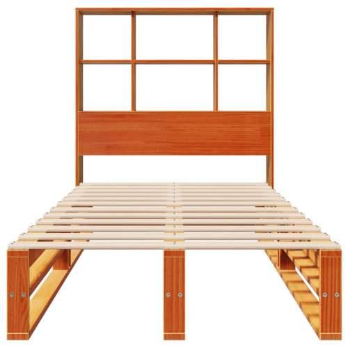 Krevet s regalom za knjige bez madraca 90 x 190 cm masivno drvo - Voštano smeđa 90 x 190 cm Cijena