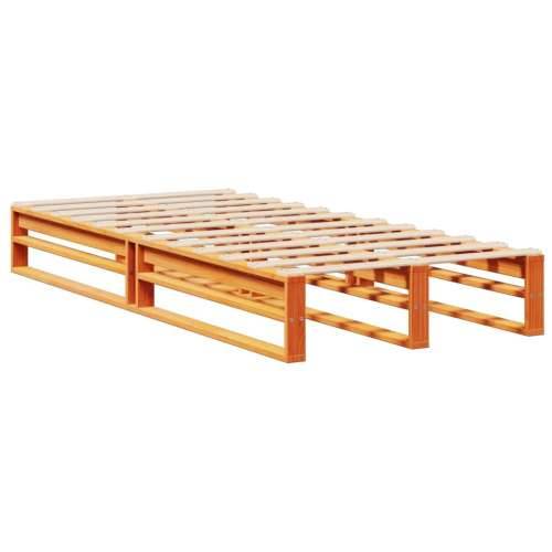Krevet s regalom za knjige bez madraca 90 x 190 cm masivno drvo - Voštano smeđa 90 x 190 cm Cijena
