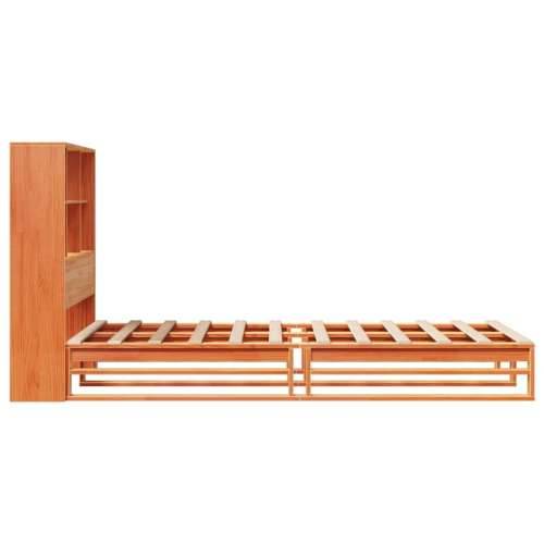 Krevet s regalom za knjige bez madraca 90 x 190 cm masivno drvo - Voštano smeđa 90 x 190 cm Cijena
