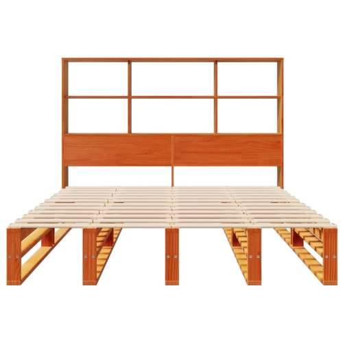 Krevet s regalom za knjige bez madraca 140x190 cm masivno drvo - Voštano smeđa 140 x 190 cm Cijena