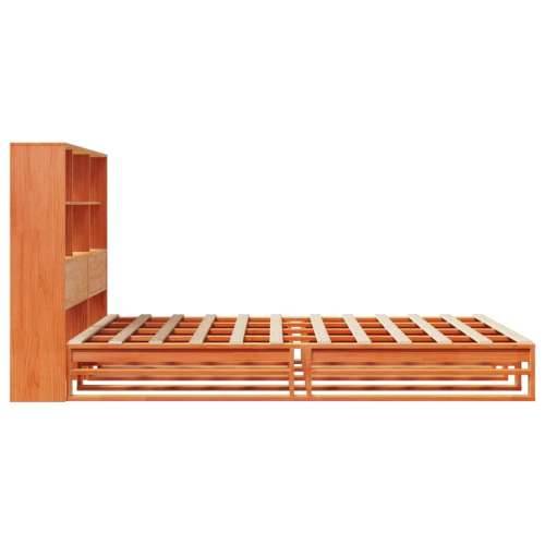 Krevet s regalom za knjige bez madraca 140x190 cm masivno drvo - Voštano smeđa 140 x 190 cm Cijena