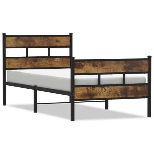 Metalni okvir kreveta bez madraca boja hrasta 75x190 cm - Dimljeni hrast 75 x 190 cm s uzglavljem i podnožjem Cijena