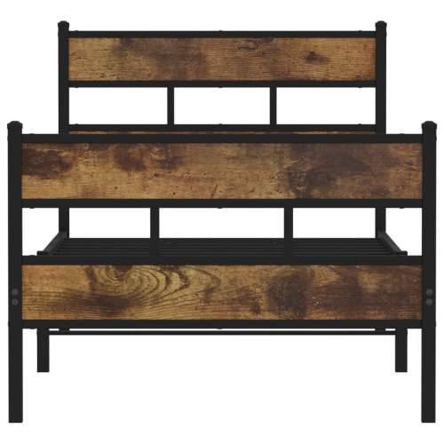 Metalni okvir kreveta bez madraca boja hrasta 75x190 cm - Dimljeni hrast 75 x 190 cm s uzglavljem i podnožjem Cijena