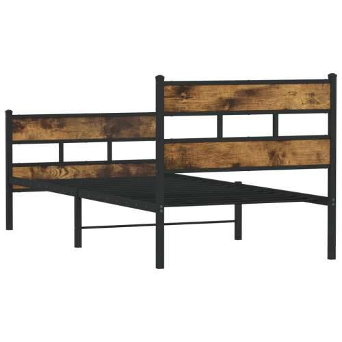 Metalni okvir kreveta bez madraca boja hrasta 75x190 cm - Dimljeni hrast 75 x 190 cm s uzglavljem i podnožjem Cijena
