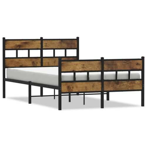 Metalni okvir kreveta bez madraca boja hrasta 120x190 cm - Dimljeni hrast 120 x 190 cm s uzglavljem i podnožjem Cijena