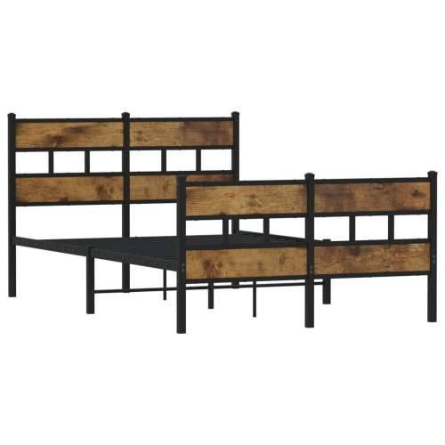 Metalni okvir kreveta bez madraca boja hrasta 120x190 cm - Dimljeni hrast 120 x 190 cm s uzglavljem i podnožjem Cijena