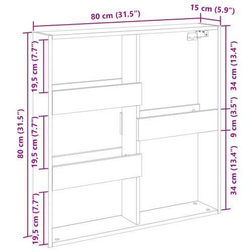 Zidni ormarić boje hrasta 80x15x80 cm konstruirano drvo Sivi hrast sonoma 80 x 15 x 80 cm 1 Cijena
