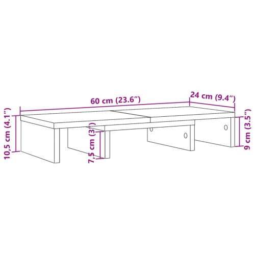 Stalak za monitor podesivi boja hrasta 60 x 24 x 10,5 cm drveni - Smeđi hrast 60 x 24 x 10.5 cm Cijena