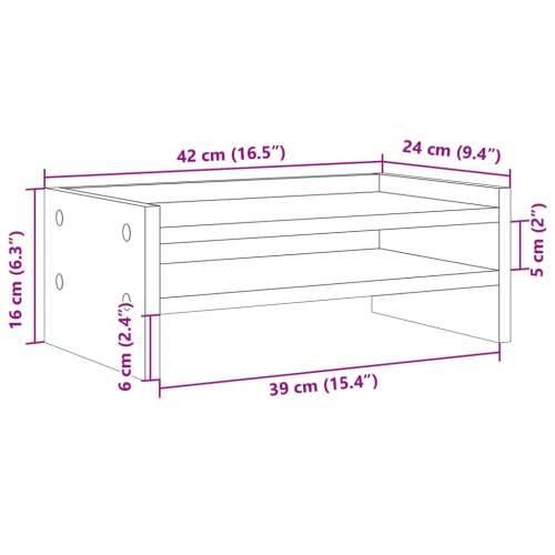 Stalak za monitor bijeli 42 x 24 x 16 cm od konstruiranog drva - Bijela 42 x 24 x 16 cm Cijena
