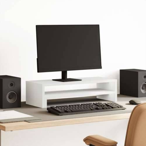 Stalak za monitor bijeli 54 x 22 x 15 cm od konstruiranog drva - Bijela Cijena