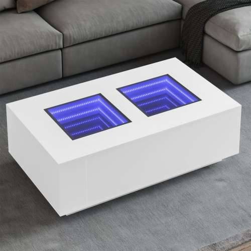 Stolić za kavu s beskonačnim LED svjetlima bijeli 116x69x40 cm - Bijela 116 x 69 x 40 cm 1 Cijena