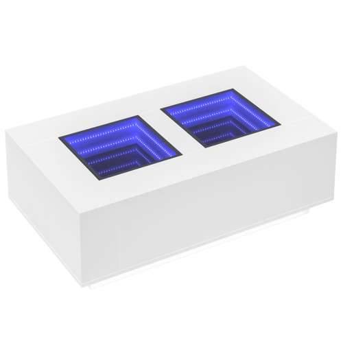 Stolić za kavu s beskonačnim LED svjetlima bijeli 116x69x40 cm - Bijela 116 x 69 x 40 cm 1 Cijena