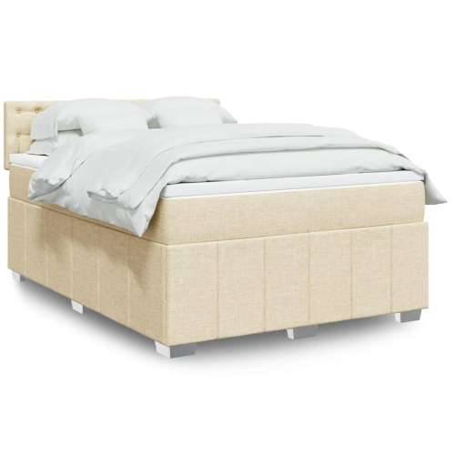 Krevet s oprugama i madracem krem 140x200 cm od tkanine - Krema 140 x 200 cm gumbi Cijena