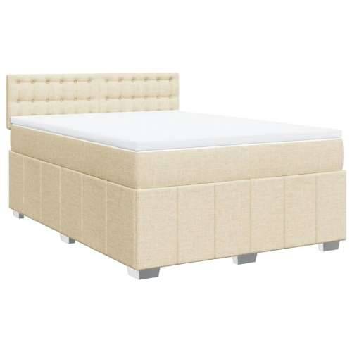 Krevet s oprugama i madracem krem 140x200 cm od tkanine - Krema 140 x 200 cm gumbi Cijena