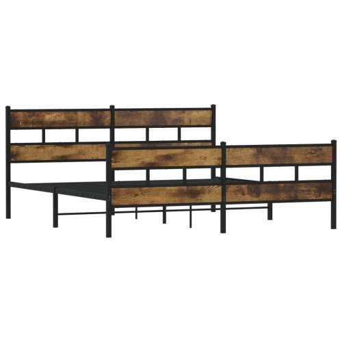 Metalni okvir kreveta bez madraca boja hrasta 193x203 cm - Dimljeni hrast 193 x 203 cm s uzglavljem i podnožjem Cijena