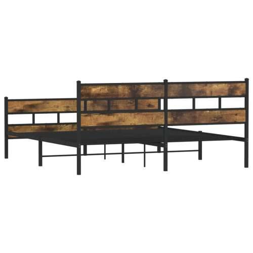 Metalni okvir kreveta bez madraca boja hrasta 193x203 cm - Dimljeni hrast 193 x 203 cm s uzglavljem i podnožjem Cijena