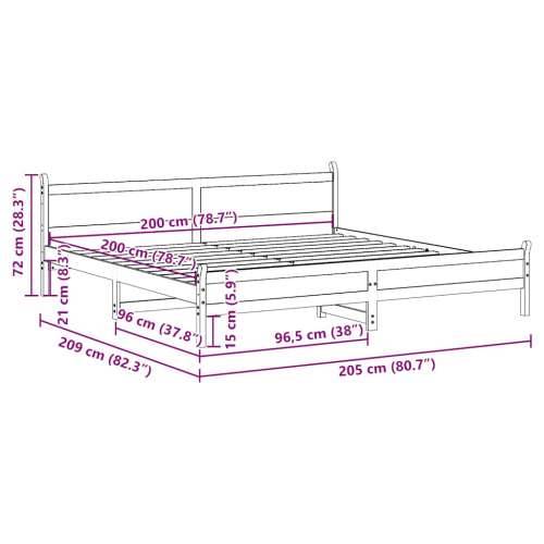 Okvir kreveta bez madraca bijeli 200x200 cm od masivne borovine - Bijela 200 x 200 cm Cijena