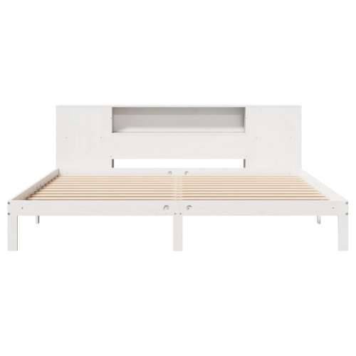 Krevet s regalom z knjige bez madraca bijeli 200x200cm borovina - Bijela 200 x 200 cm Cijena
