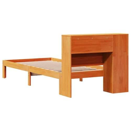 Krevet s regalom za knjige bez madraca 100 x 200 cm od borovine - Voštano smeđa 100 x 200 cm Cijena