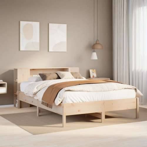 Krevet s regalom za knjige bez madraca 135x190 cm od borovine - Prirodna 135 x 190cm Cijena
