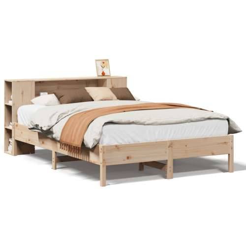 Krevet s regalom za knjige bez madraca 135x190 cm od borovine - Prirodna 135 x 190cm Cijena