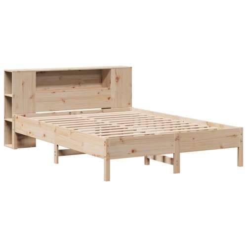 Krevet s regalom za knjige bez madraca 135x190 cm od borovine - Prirodna 135 x 190cm Cijena