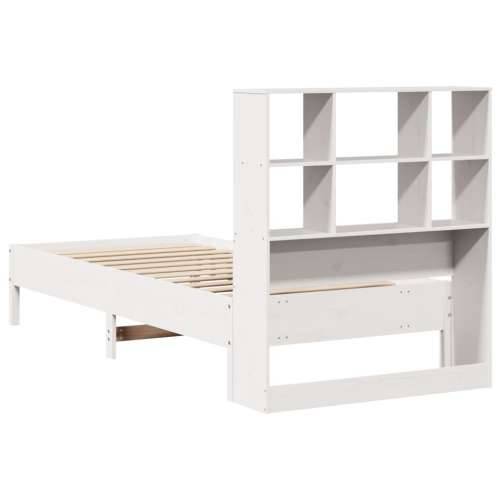 Krevet s regalom za knjige bez madraca bijeli 90x200cm borovina - Bijela 90 x 200 cm Cijena