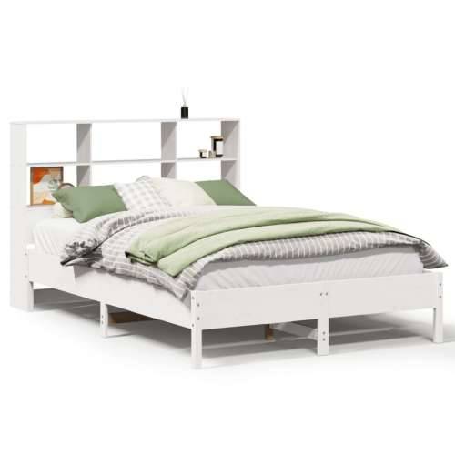 Krevet s regalom z knjige bez madraca bijeli 120x190cm borovina - Bijela 120 x 190 cm Cijena