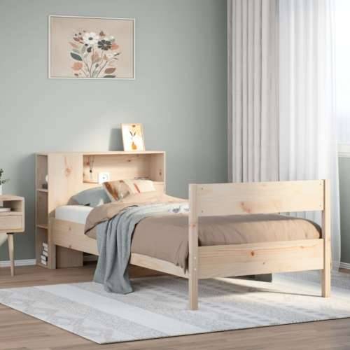 Krevet s regalom za knjige bez madraca 90x200 cm od borovine - Prirodna 90 x 200 cm Cijena