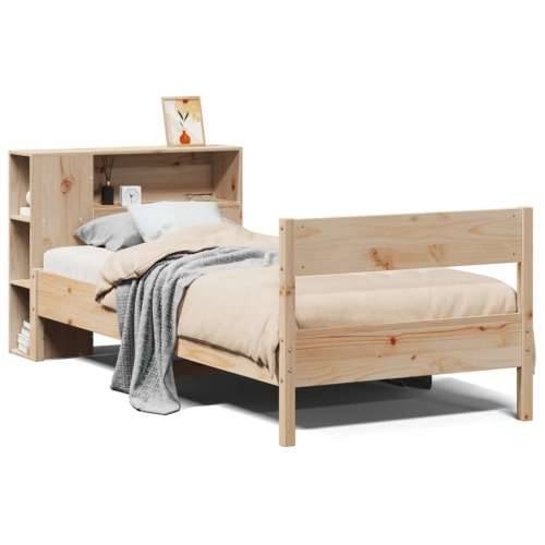 Krevet s regalom za knjige bez madraca 90x200 cm od borovine - Prirodna 90 x 200 cm Cijena