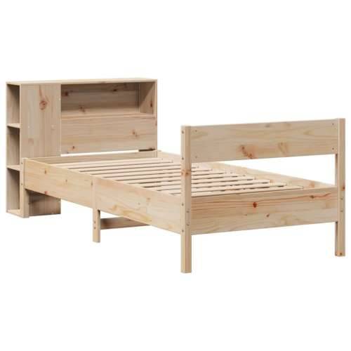 Krevet s regalom za knjige bez madraca 90x200 cm od borovine - Prirodna 90 x 200 cm Cijena
