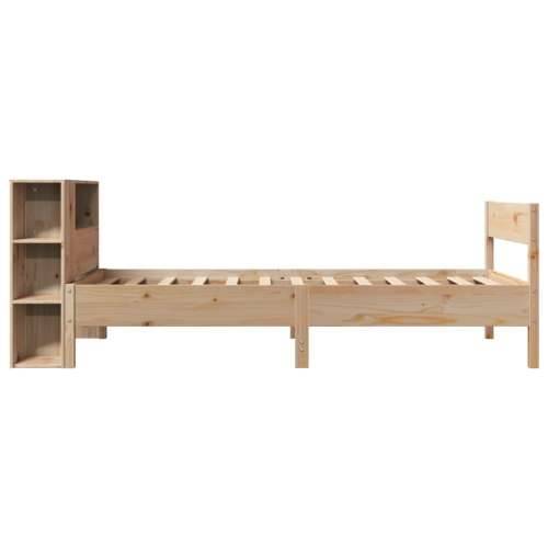 Krevet s regalom za knjige bez madraca 90x200 cm od borovine - Prirodna 90 x 200 cm Cijena