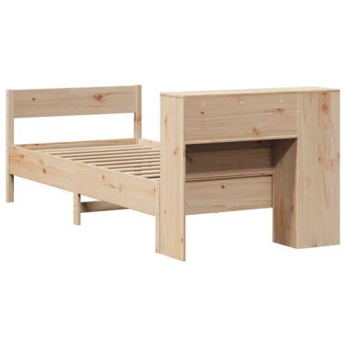Krevet s regalom za knjige bez madraca 90x200 cm od borovine - Prirodna 90 x 200 cm Cijena