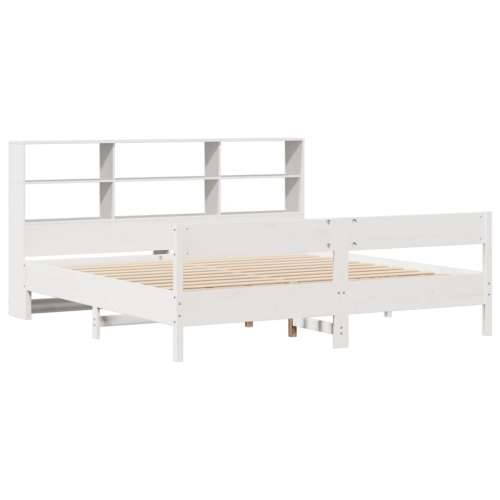 Krevet s regalom z knjige bez madraca bijeli 180x200cm borovina - Bijela 180 x 200 cm Cijena