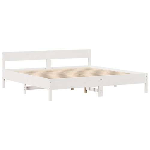 Krevet s regalom z knjige bez madraca bijeli 180x200cm borovina - Bijela 180 x 200 cm Cijena