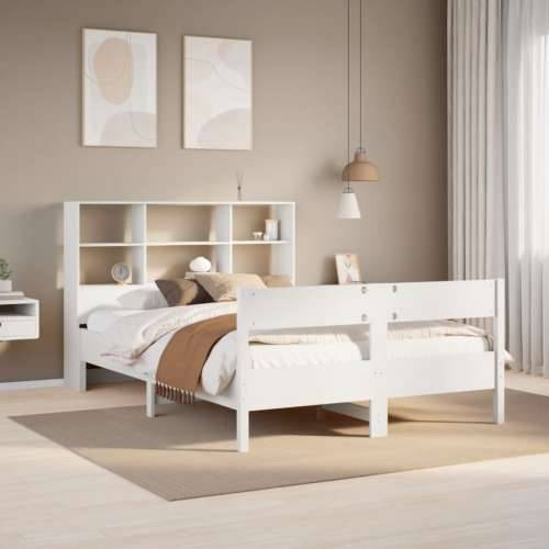 Krevet s regalom z knjige bez madraca bijeli 120x200cm borovina - Bijela 120 x 200 cm Cijena