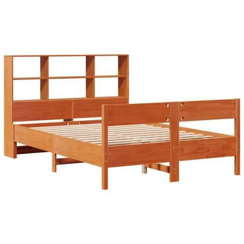 Krevet s regalom za knjige bez madraca 135 x 190 cm od borovine - Voštano smeđa 135 x 190 cm Cijena