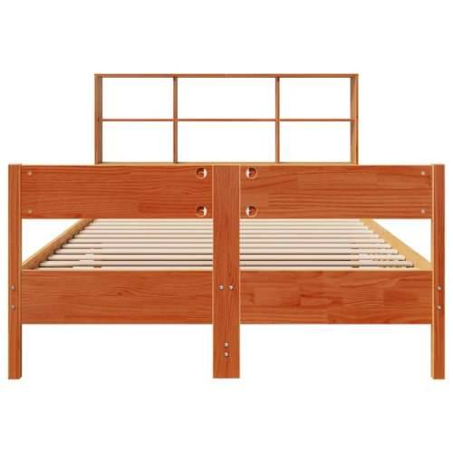 Krevet s regalom za knjige bez madraca 135 x 190 cm od borovine - Voštano smeđa 135 x 190 cm Cijena
